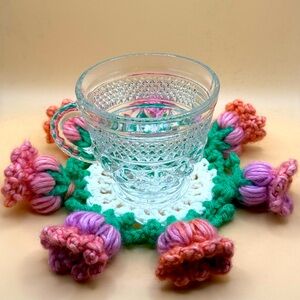 ✨Handmade Crochet Puff Lily Coasters & Small Bouquet Decor✨